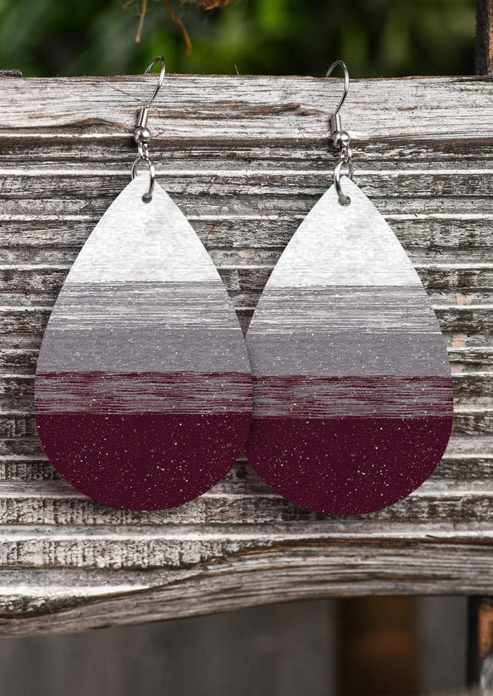 

Earrings Gradient Color-Blocked PU Leather Water Drop Earrings in Multicolor. Size