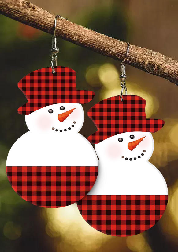 

Earrings Christmas Snowman Plaid Acryl Earrings in Multicolor. Size