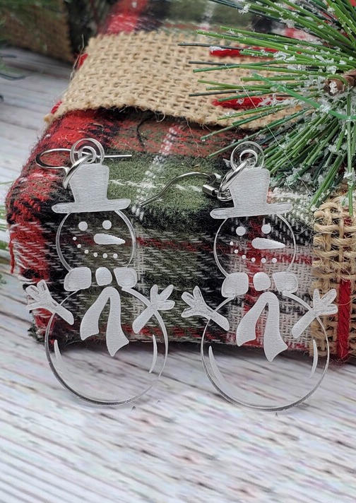 

Earrings Christmas Acrylic Hook Earrings in White. Size