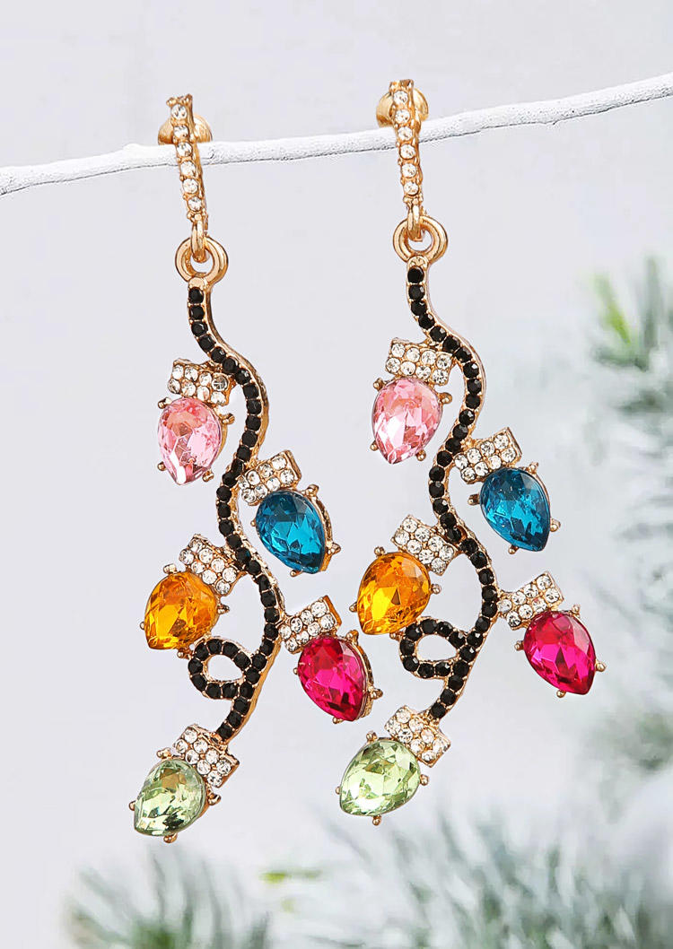 

Earrings Sparkling Rhinestone Christmas Light Earrings in Multicolor. Size