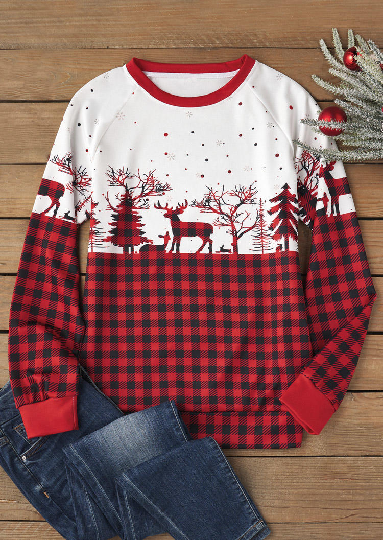 

Sweatshirts Christmas Tree Plaid Reindeer Sweatshirt in Multicolor. Size