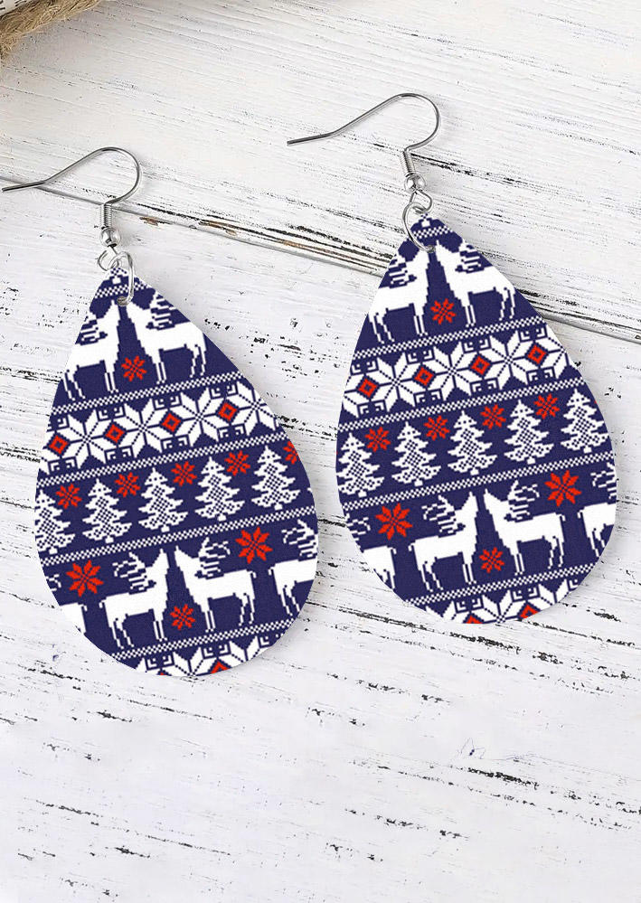 Christmas Reindeer Snowflake Earrings