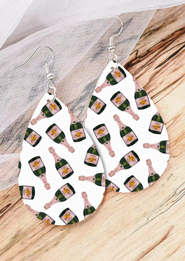 

Earrings Champagne Bottle PU Leather Water Drop Earrings in Multicolor. Size