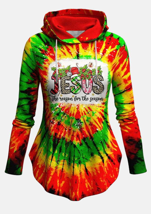 

Hoodies Christmas Jesus The Reason For The Season Tie Dye Hoodie in Multicolor. Size: L,M,,XL