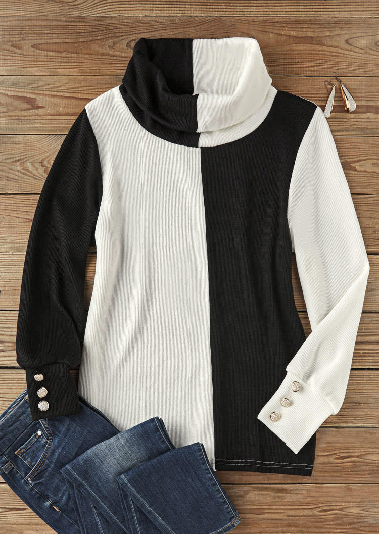 

Sweaters Color-Blocked Button Sweater in Multicolor. Size: L,,XL