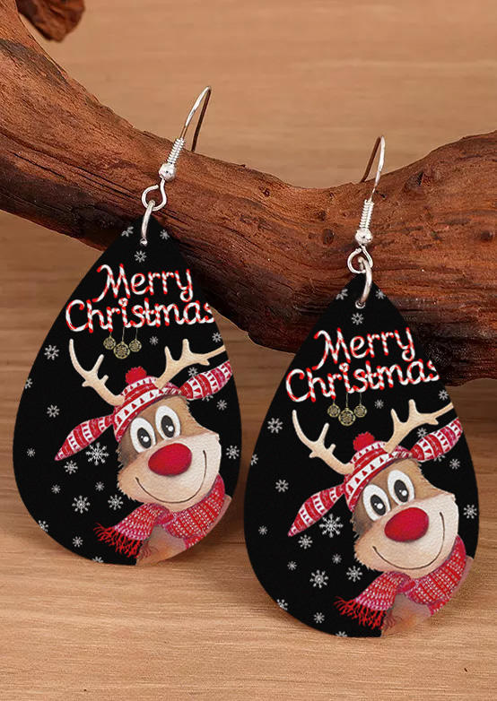 

Earrings Merry Christmas Reindeer Water Drop Earrings in Multicolor. Size