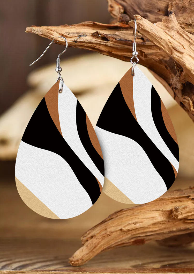 Abstract Print Water Drop Earrings