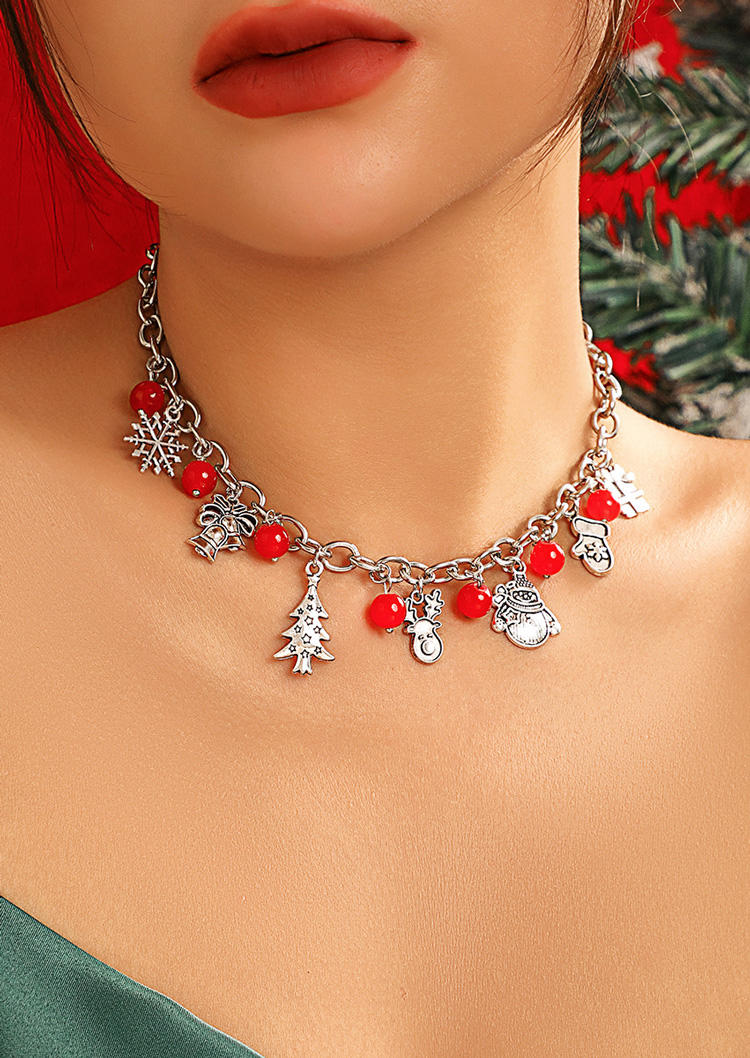 

Necklaces Christmas Tree Snowflake Alloy Necklace in Multicolor. Size