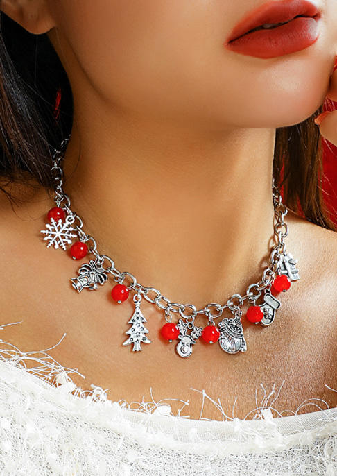 Christmas Tree Snowflake Alloy Necklace
