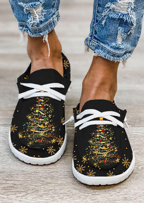 

Sneakers Christmas Tree Snowflake Flat Sneakers in Black. Size: ,38,39,40,41