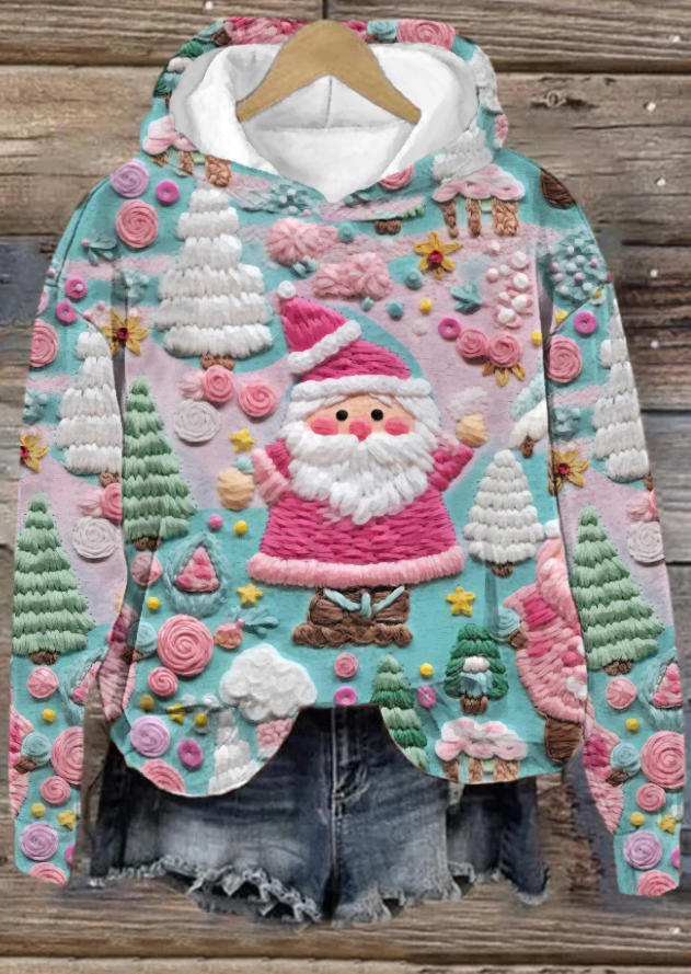 

Hoodies Christmas Tree Santa Claus Hoodie in Multicolor. Size