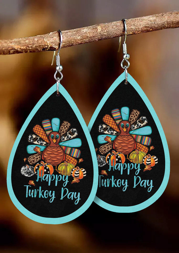 

Earrings Thanksgiving Happy Turkey Day Pumpkin Water Drop Earrings in Multicolor. Size