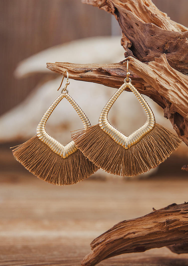 

Earrings Tassel Hollow Out Alloy Earrings in Brown. Size