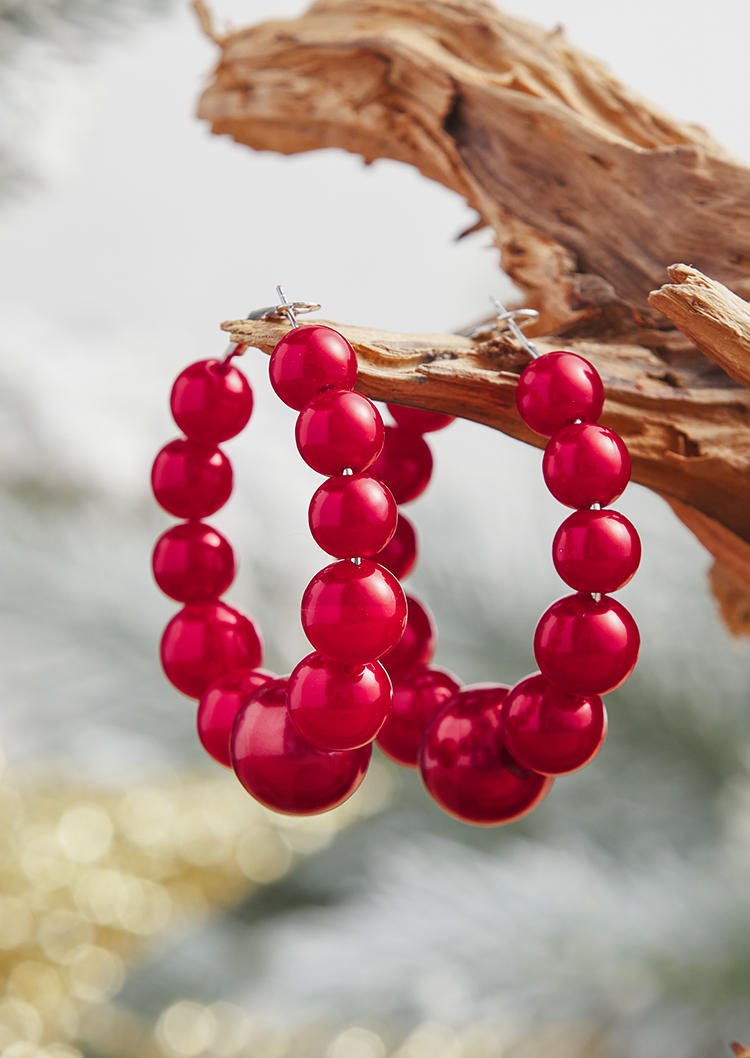 

Earrings Simple Large Circle Fake Pearl Earrings in Red. Size