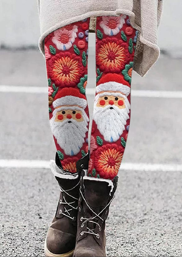 

Leggings Christmas Santa Claus Leggings in Red. Size: L,M,,XL