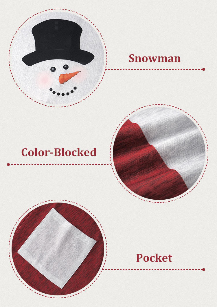 

Mini Dresses Christmas Snowman Color-Blocked Pocket Mini Dress in Red. Size