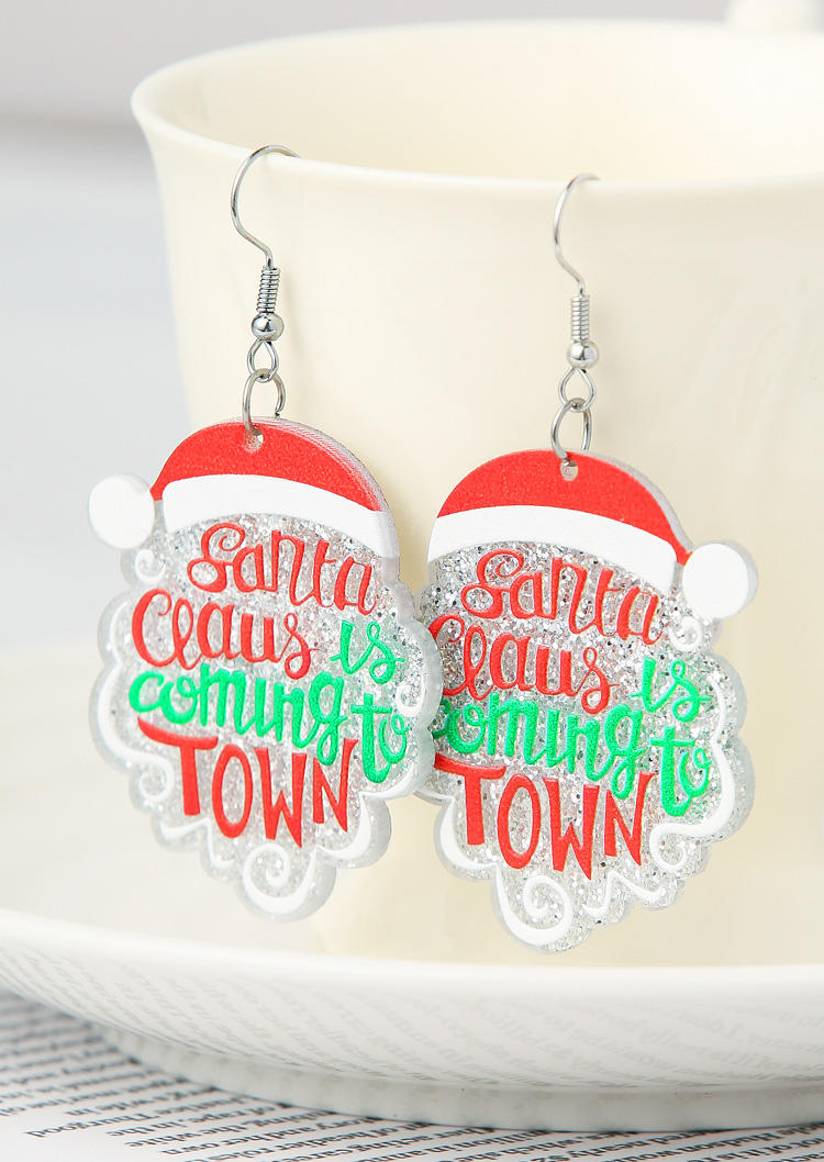 Christmas Santa Claus Is Coming To Town Acryl Earrings