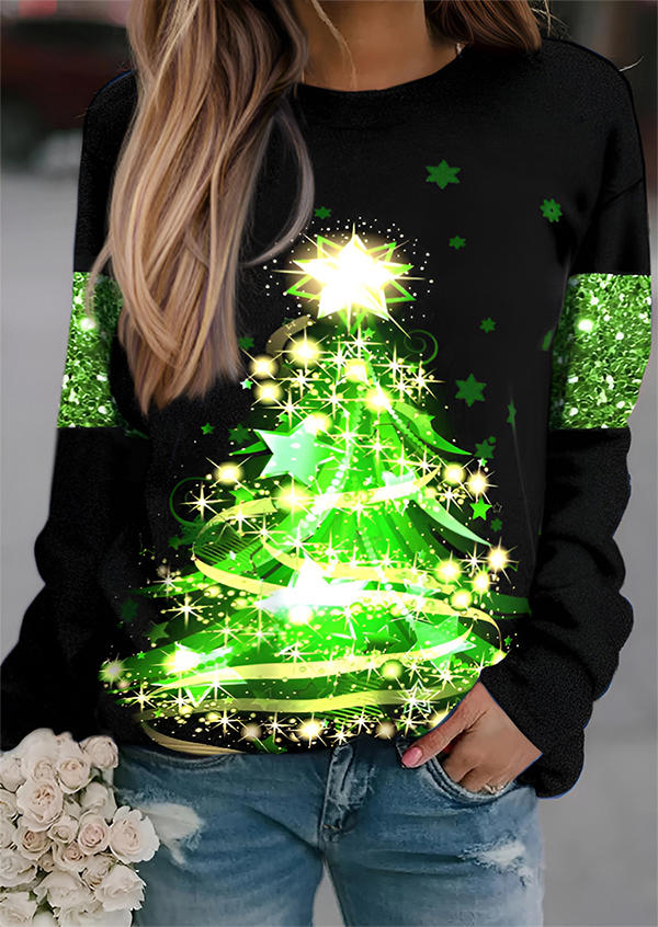 

Sweatshirts Christmas Tree Glitter Sweatshirt in Black. Size: L,M,,XL