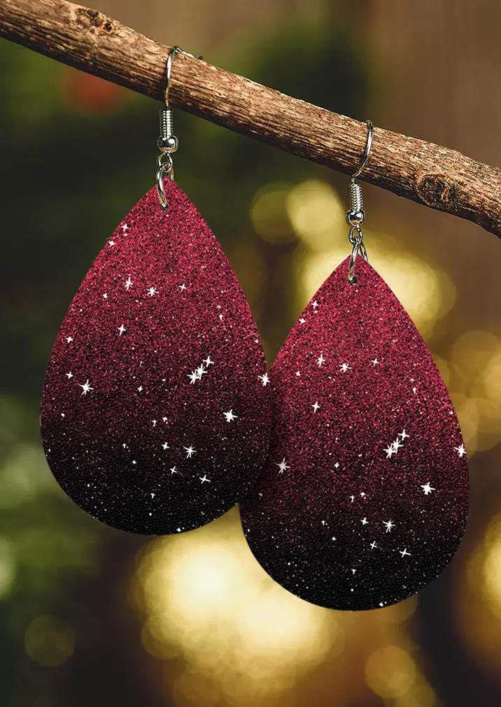 

Earrings Gradient Glitter Water Drop Earrings in Multicolor. Size