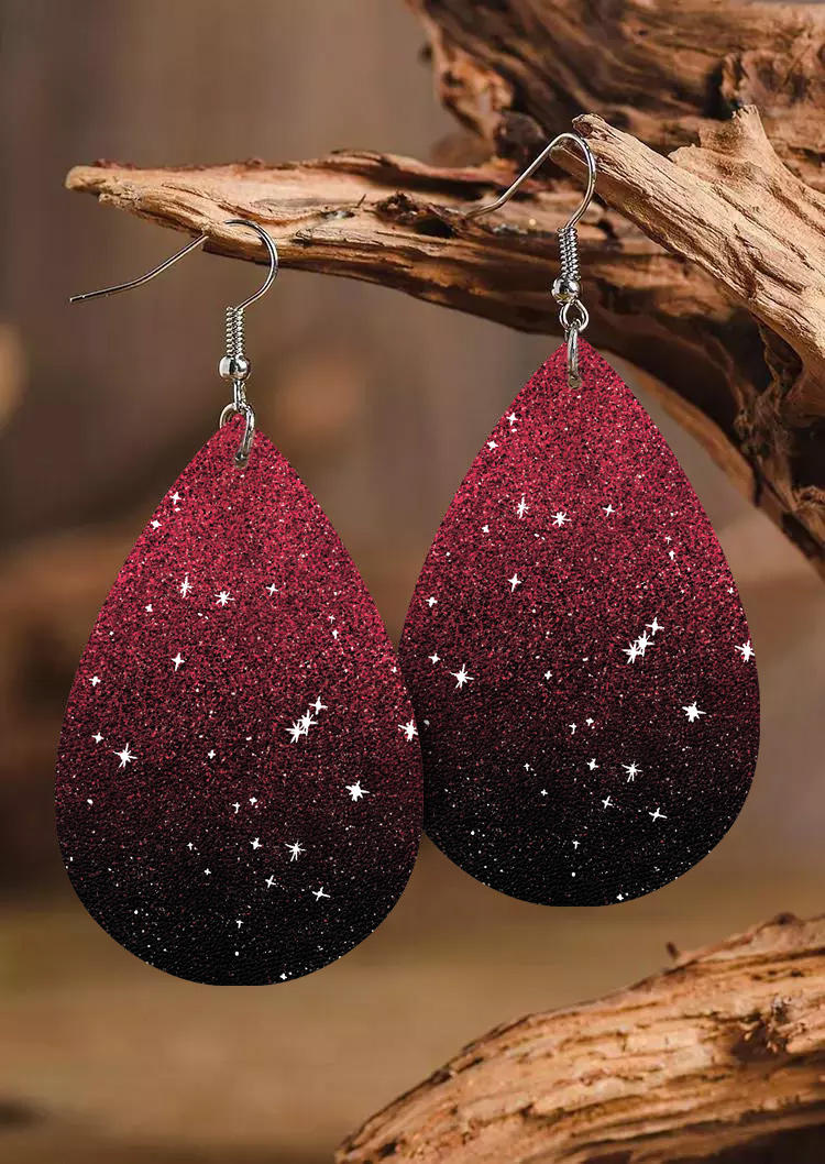 Gradient Glitter Water Drop Earrings