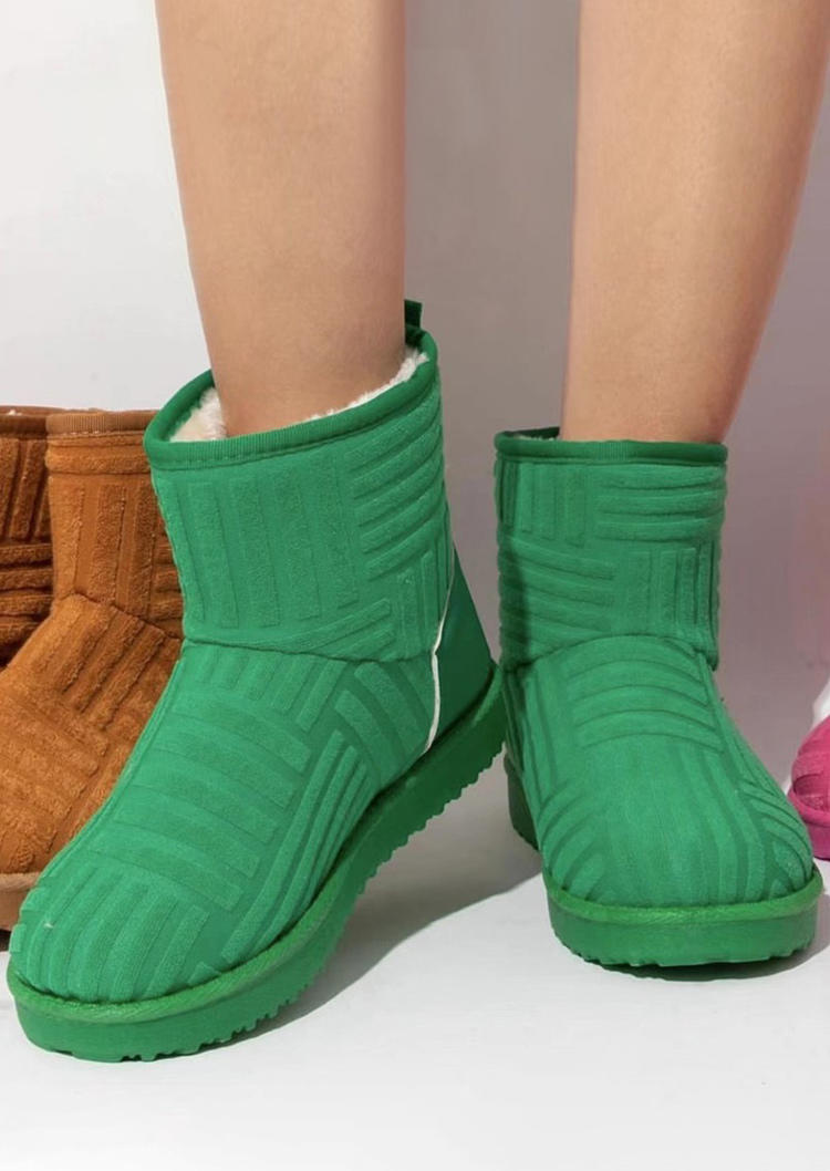 Winter Warm Flannel Snow Boots - Green