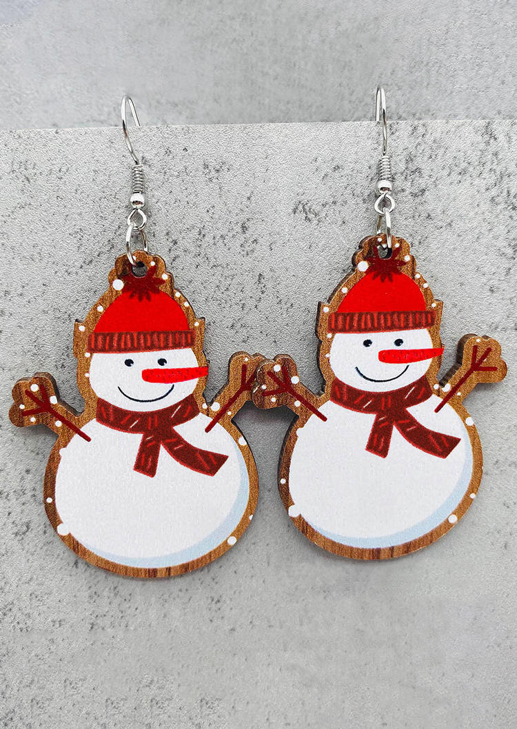 

Earrings Christmas Snowman Wooden Earrings in Multicolor. Size