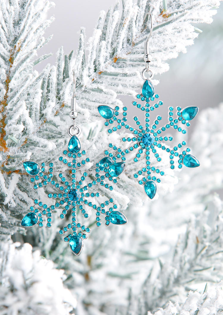 

Earrings Sparkling Rhinestone Snowflake Earrings in Blue. Size