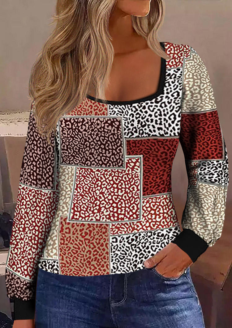 

Blouses Colorful Leopard Long Sleeve Blouse in Multicolor. Size: L,M,,XL