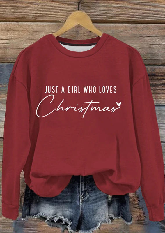 

Sweatshirts Just A Girl Who Loves Christmas Sweatshirt - Burgundy in Red. Size: M