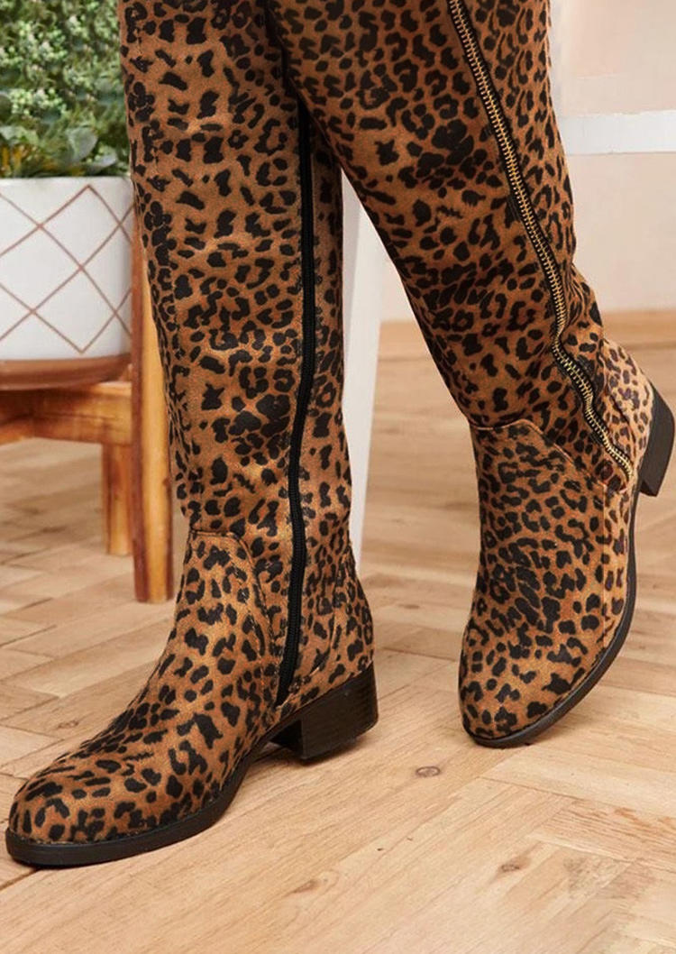 

Boots Leopard Zipper Flannel Pointed Toe Boots in Multicolor. Size: ,38,39,40