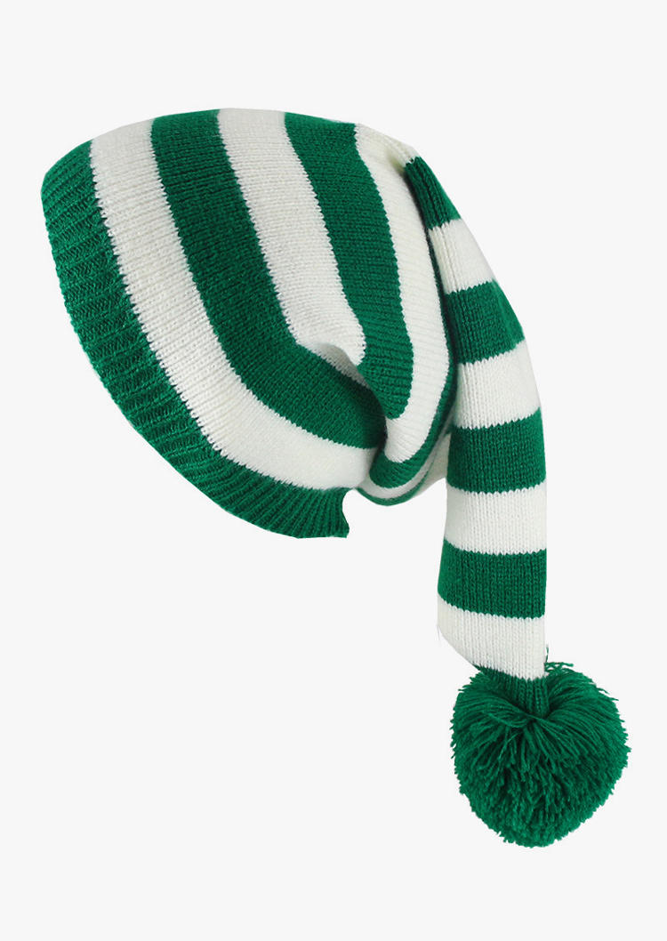 

Hats Christmas Striped Knitted Warm Hat in Green. Size