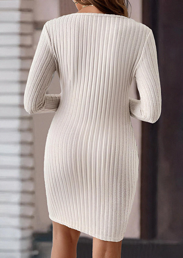 

Mini Dresses Ribbed Button Wrap Mini Dress in Apricot. Size: L,M,,XL