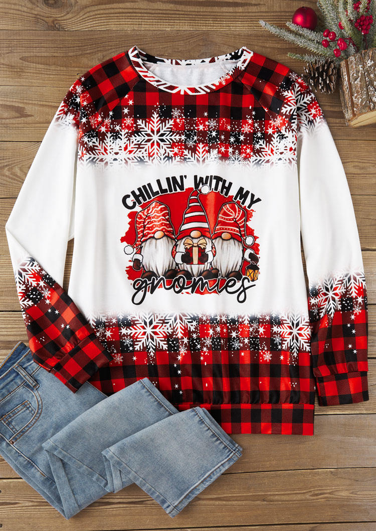 

Sweatshirts Christmas Chillin' With My Gnomies Plaid Sweatshirt in Multicolor. Size: L