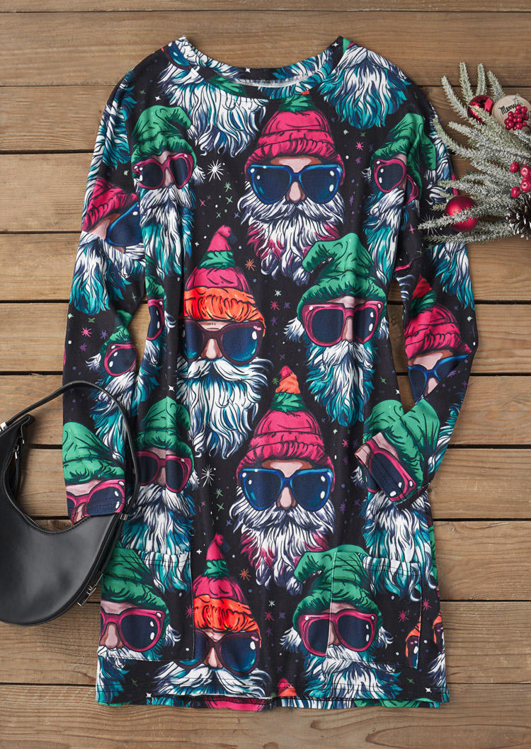 

Mini Dresses Christmas Santa Claus Pocket Mini Dress in Black. Size: L,M,,XL