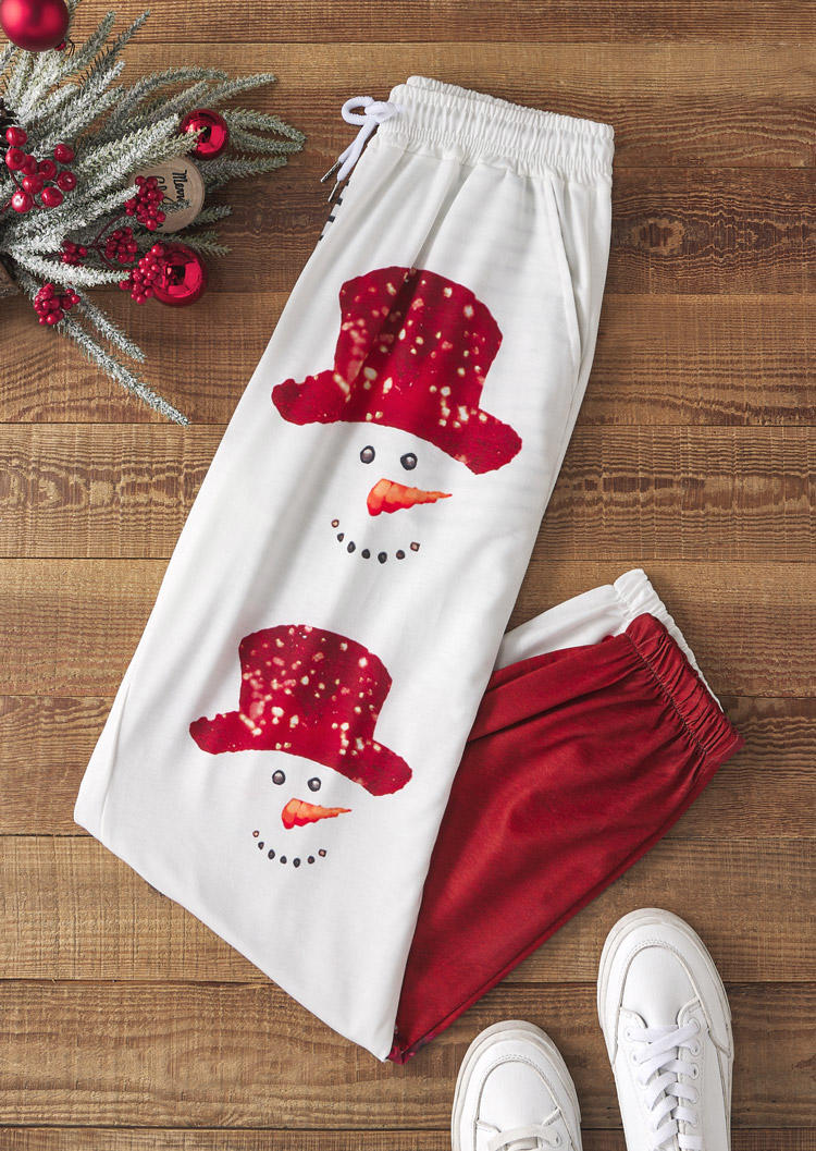 

Pants Christmas Snowman Striped Glitter Sweatpants in Multicolor. Size
