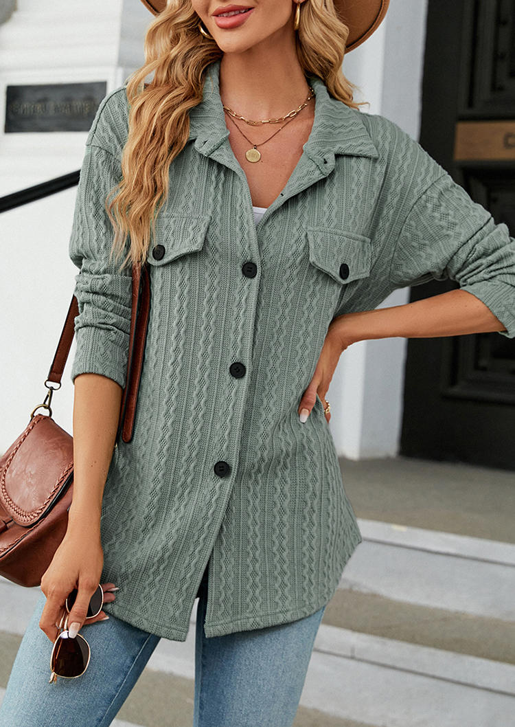 

Cardigans Textured Button Cardigan in Green. Size