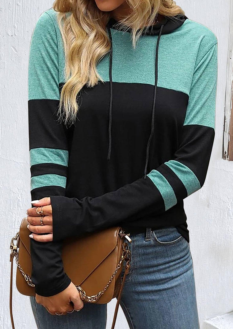 

Hoodies Color-Blocked Drawstring Hoodie in Multicolor. Size: L,M,,XL