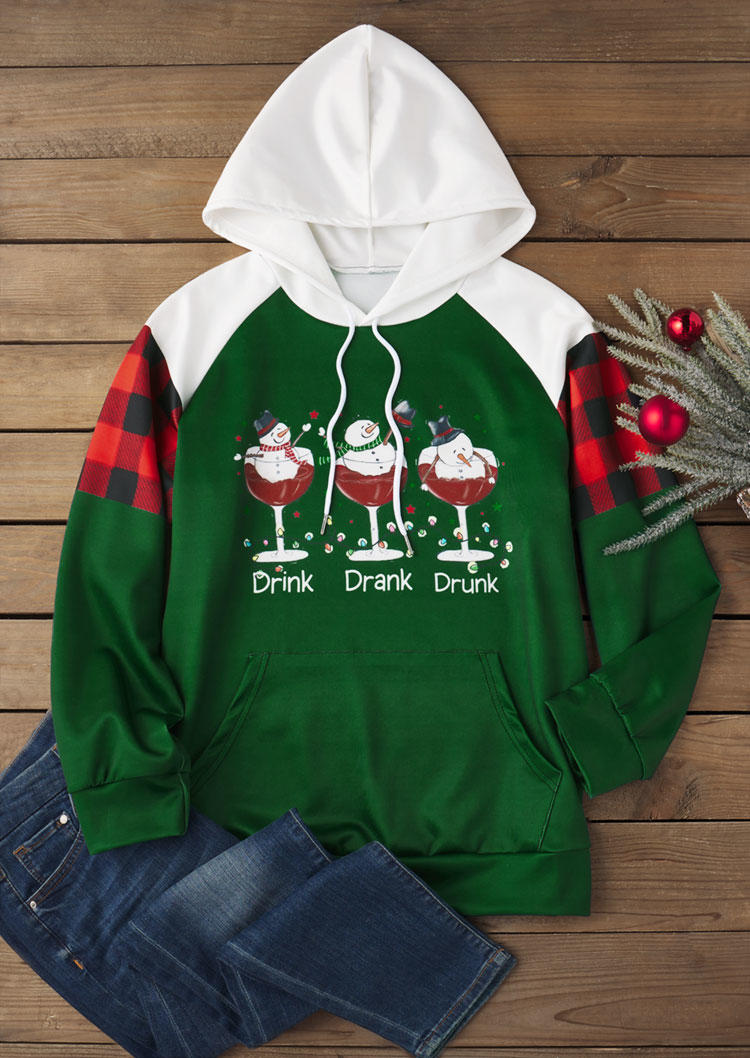 

Hoodies Christmas Snowman Drink Drank Drunk Hoodie in Green. Size: L,M,,XL