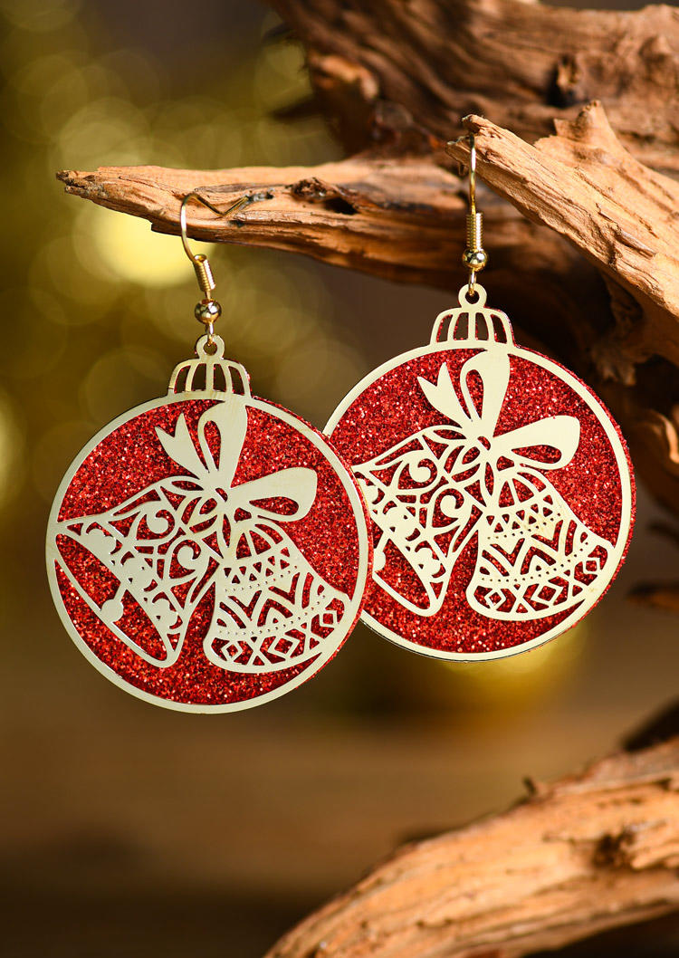 

Earrings Christmas Glitter Hollow Out Earrings in Red. Size