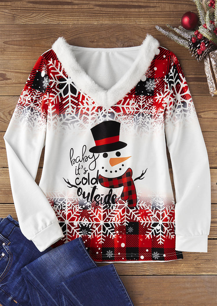 

Blouses Christmas Snowman Baby It' Cold Outside Plush Blouse in Multicolor. Size: ,XL
