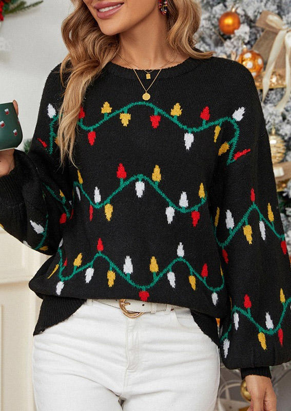 

Sweaters Christmas Lantern O-Neck Sweater in Black. Size: L,,XL