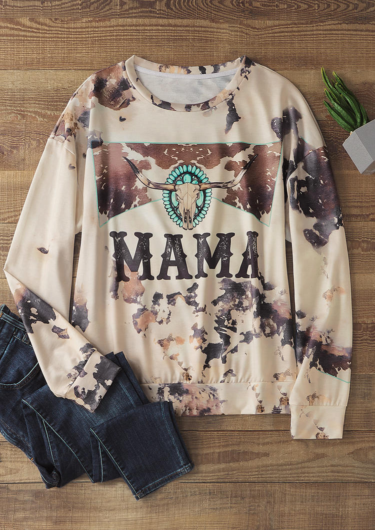 

Sweatshirts Mama Steer Skull Western Sweatshirt in Multicolor. Size: L,M,,XL