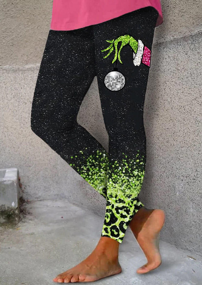 

Leggings Christmas Leopard Glitter Leggings in Multicolor. Size: L,M,,XL