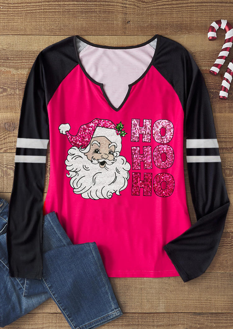 Hohoho Christmas Santa T-Shirt Tee - Rose Red