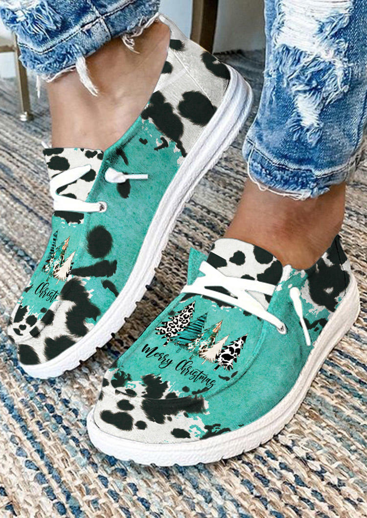 

Sneakers Merry Christmas Tree Cow Slip On Flat Sneakers in Multicolor. Size: ,38,39,40,41