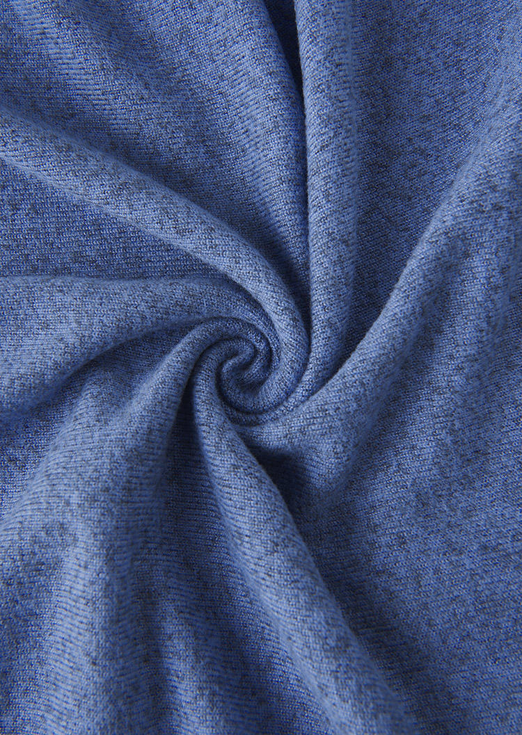 Color-Blocked Button Long Sleeve Blouse - Blue