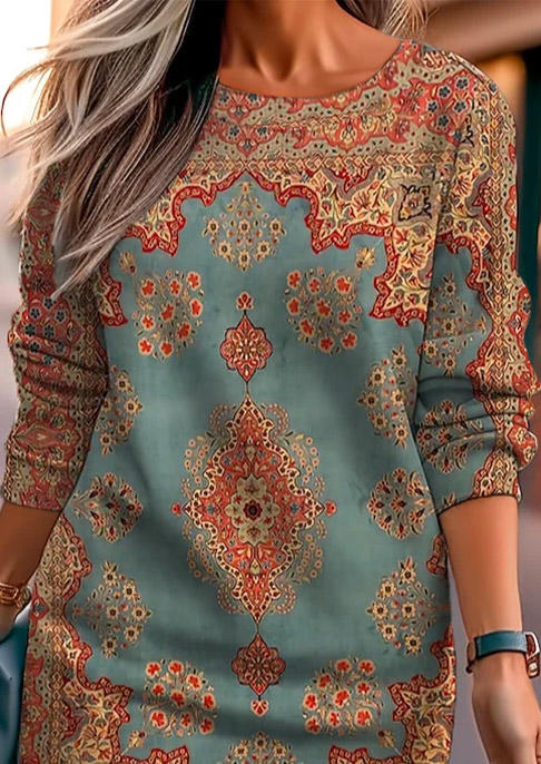 

Sweatshirt Dresses Vintage Floral Long Sleeve Sweatshirt Dress in Multicolor. Size: L,M,,XL