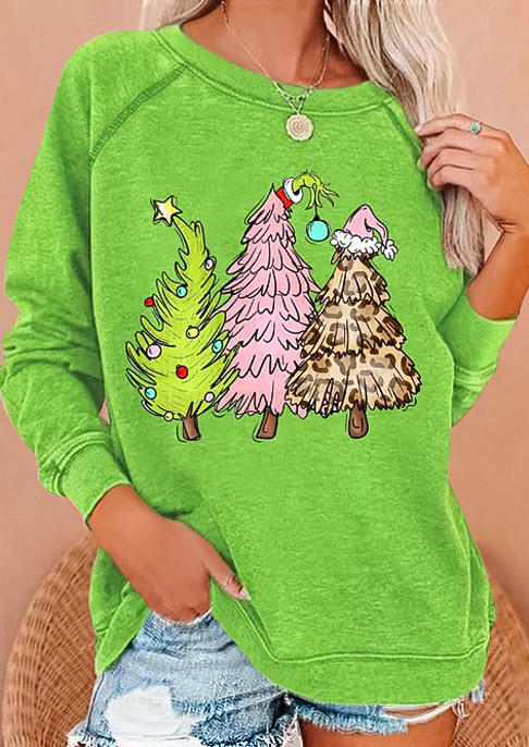 

Sweatshirts Christmas Tree Leopard Pullover Sweatshirt in Green. Size: L,M,,XL