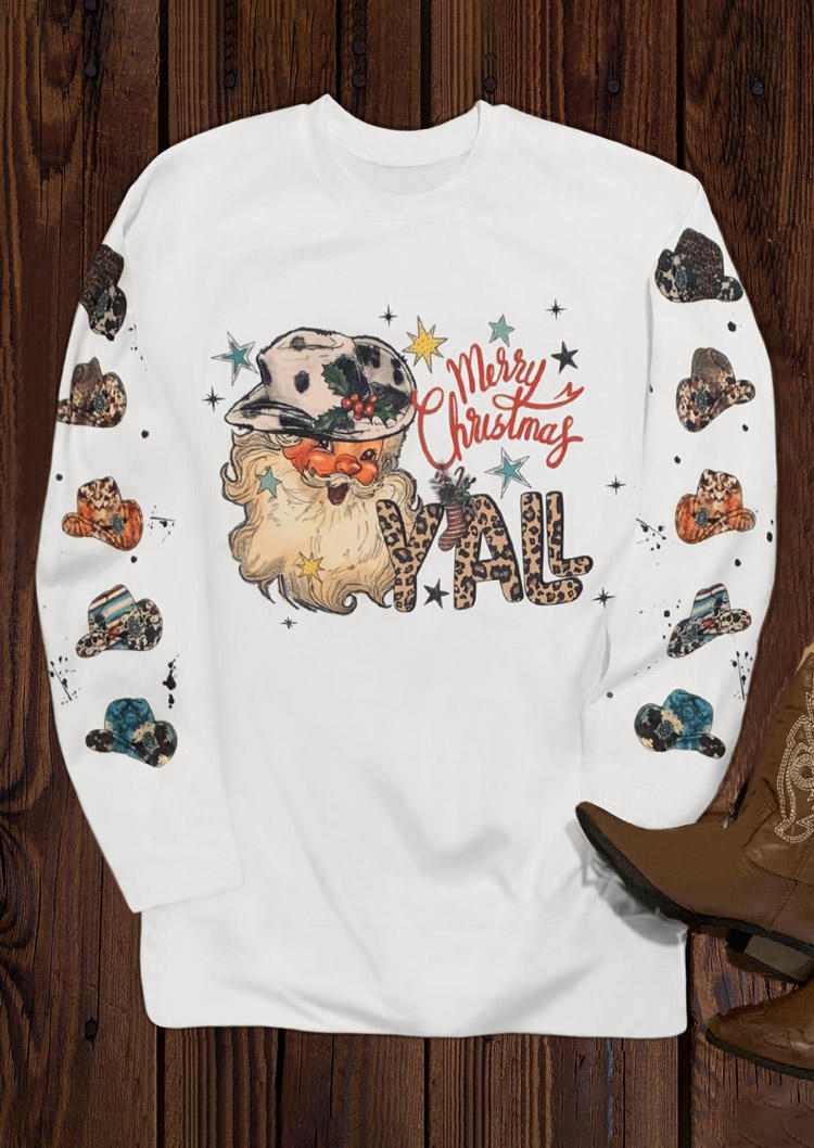 

T-shirts Tees Merry Christmas Y'all Santa Claus T-Shirt Tee in White. Size: L,M,,XL
