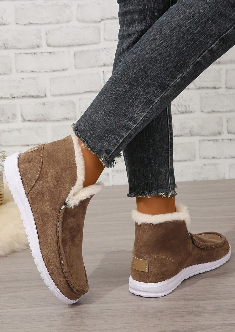 Flannel Thickened Warm Snow Boots - Coffee